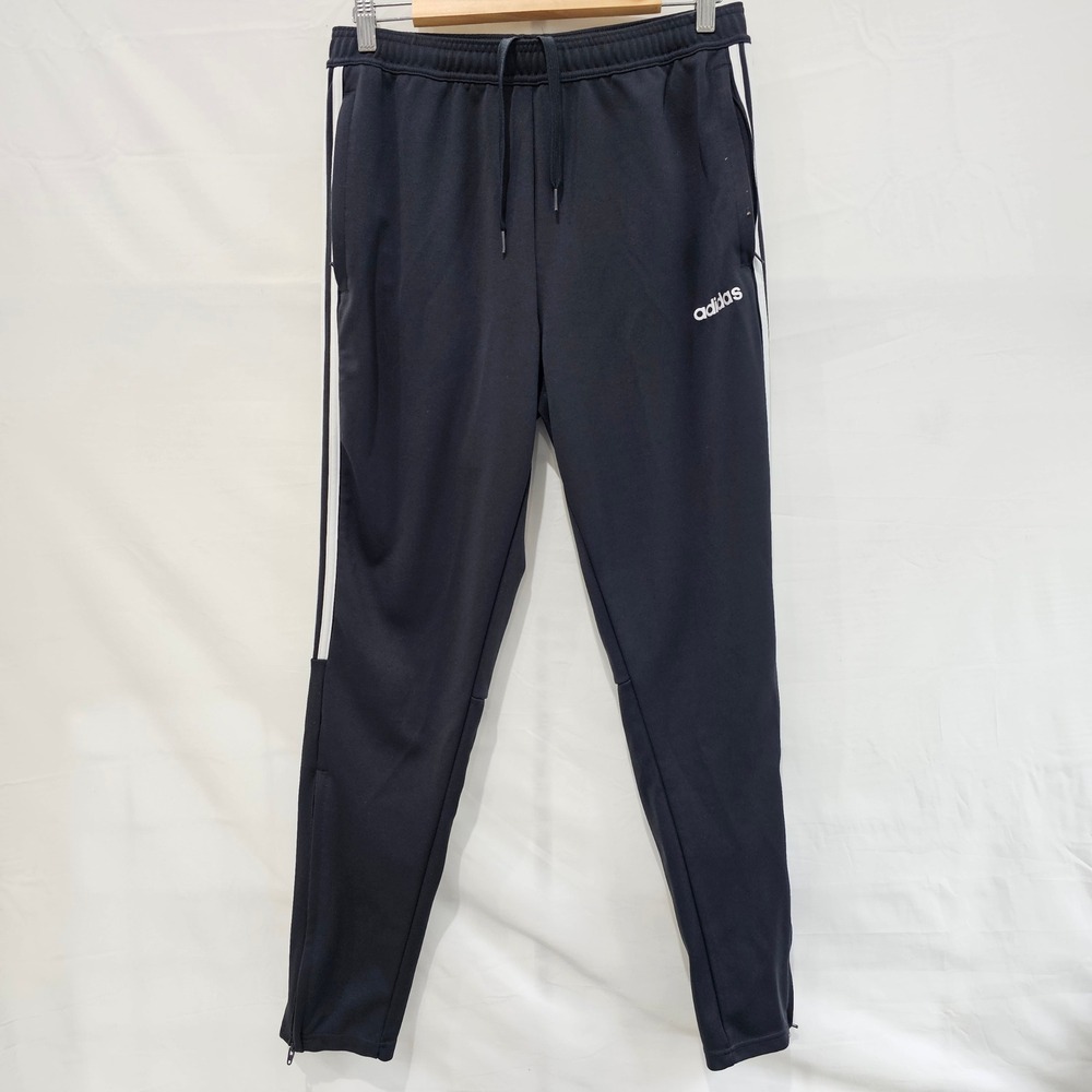 Adidas Climalite Mens Large Black White Striped Tapered Soccer Training Pants